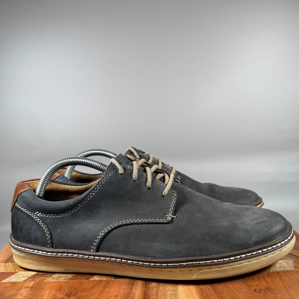 Johnston & Murphy McGuffey Plain Toe Navy Nubuck Leather Derby Shoes Mens 9M